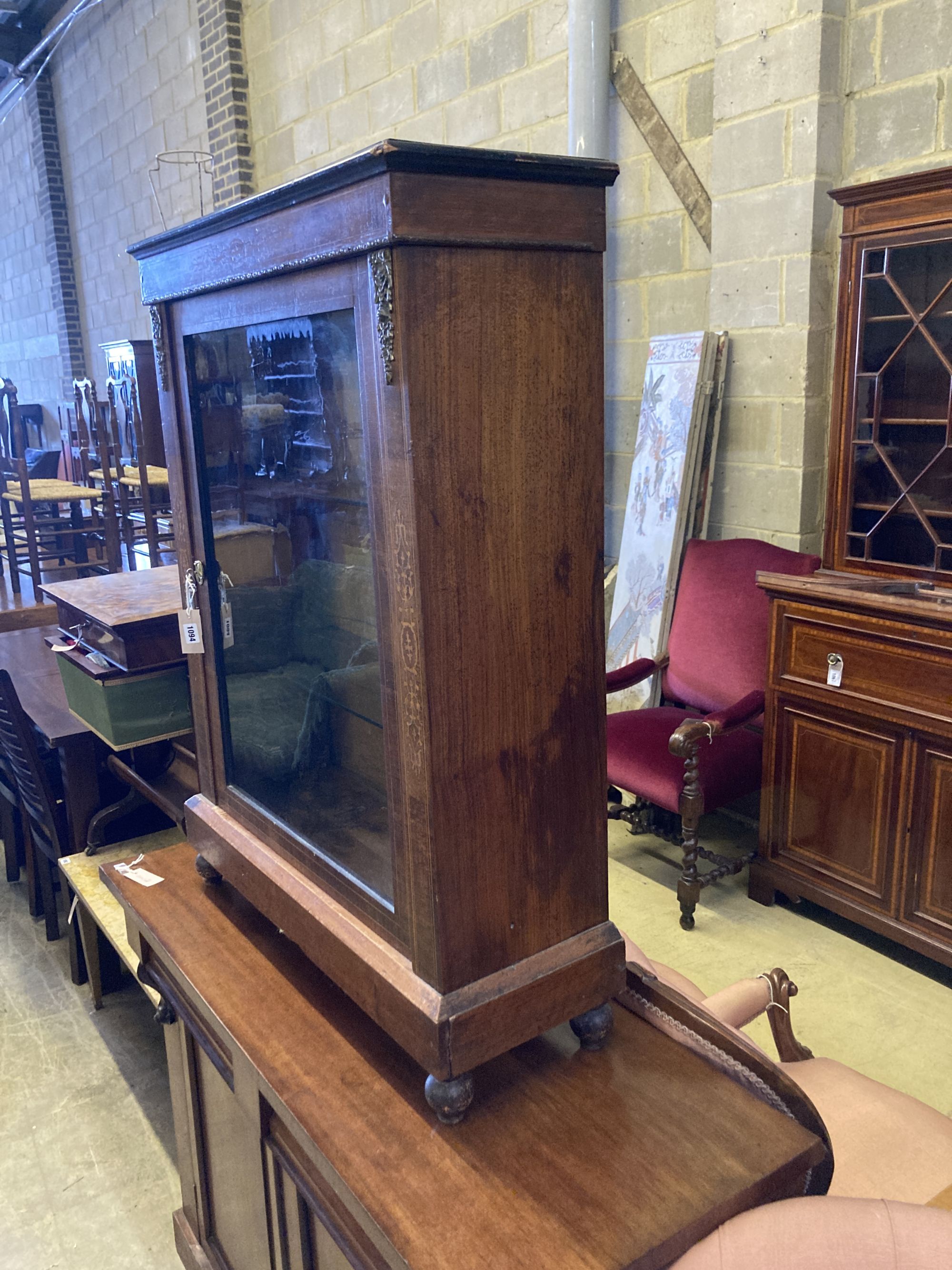 A Victorian walnut pier cabinet, width 80cm, depth 28cm, height 105cm